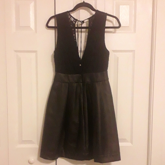 Lace and leather imitation Black Dress, Colombian brand Studio F, size M - Picture 1 of 3